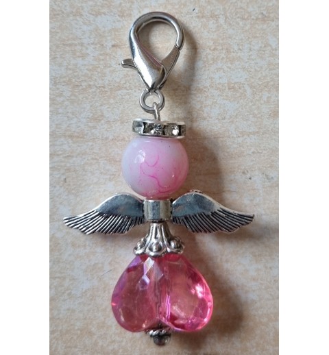 Herz Perlen Engel transparent/rosa