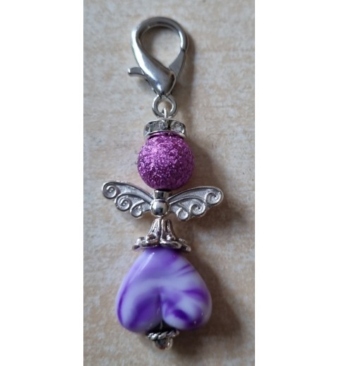 Herz Perlen Engel violette/weiss