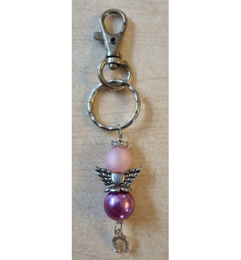 Schlüsselanhänger Engel/Hufeisen magenta