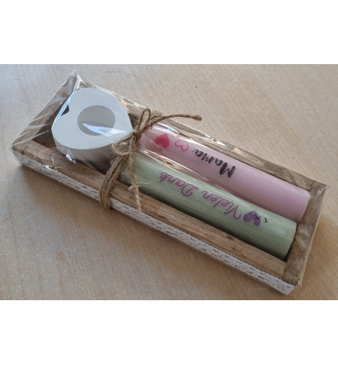 Kerzen Set " Danke/Mama " mint/rosa