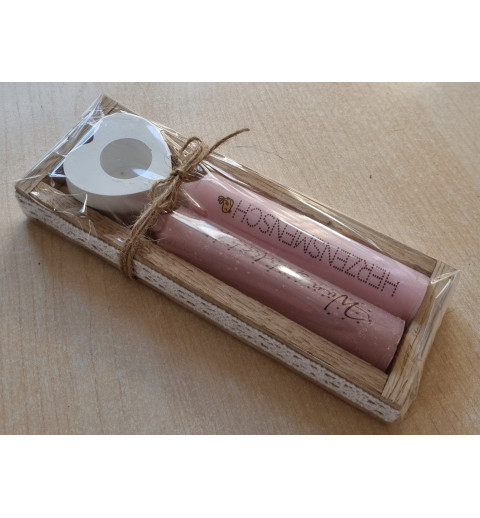 Kerzen Set " Wunschlicht/Herzensmensch " rosa/altrosa
