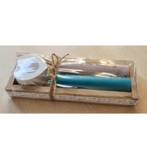 Kerzen Set " Geburtstagskerze/Viele Glück " türkis/taupe