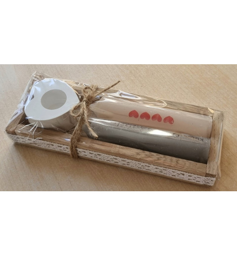 Kerzen Set " Kleines Dankeschön " grau/creme