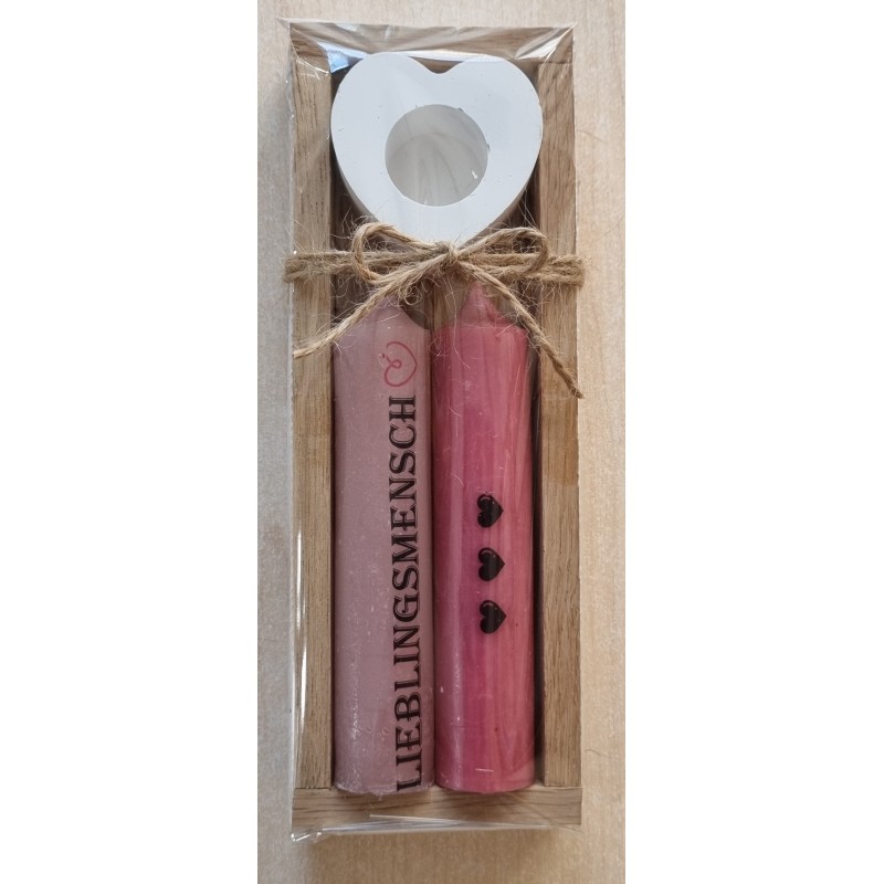 Kerzen Set " Lieblingsmensch " altrosa/pink
