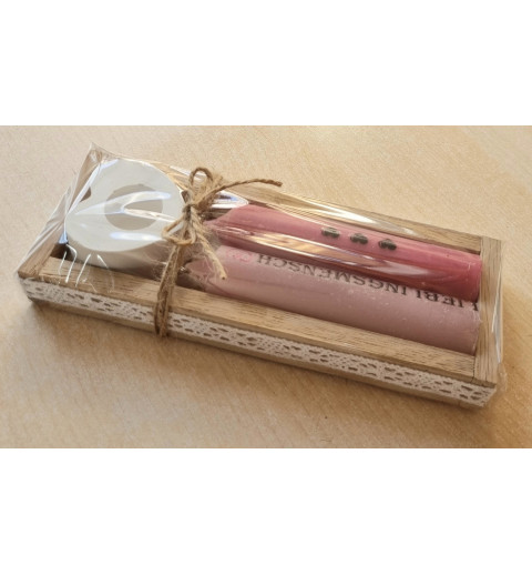 Kerzen Set " Lieblingsmensch " altrosa/pink