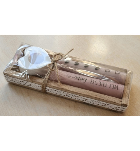 Kerzen Set " Weltbeste Oma "  rosa/altrosa