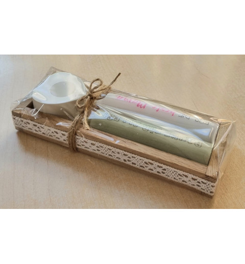 Kerzen Set " Danke für alles/Für die beste Mama "  weiss/mint