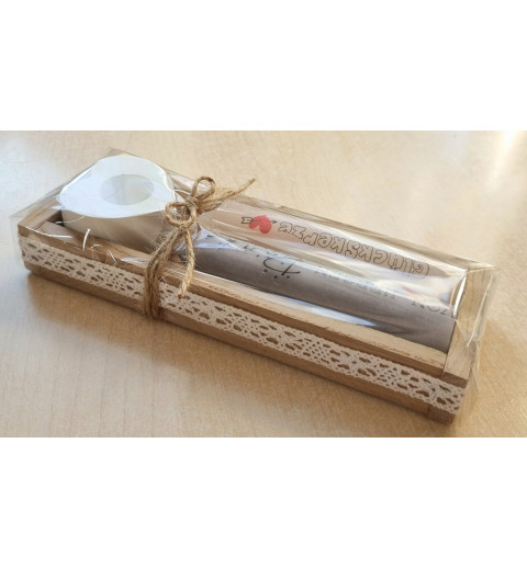 Kerzen Set " Von Herzen Danke/Glückskerze "  grau/blassrosa