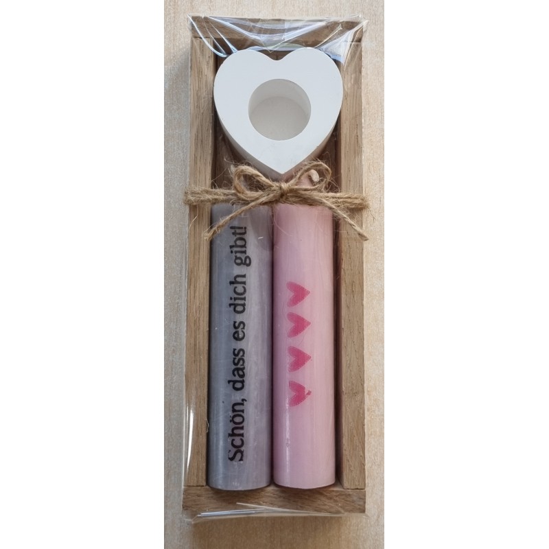 Kerzen Set " Schön, dass es Dich gibt "  grau/rosa
