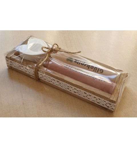 Kerzen Set " Glückslicht/Glückspilz "  rosa/creme