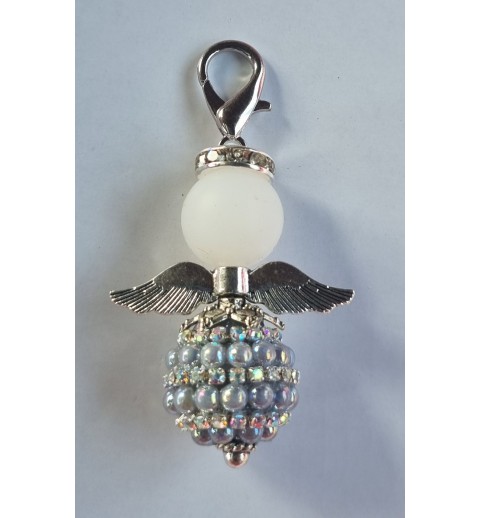 Perlen Engel Glitzer/Stass grau/weiss