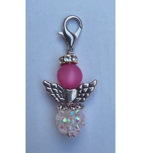 Harz Perlen Engel weiss/rosa