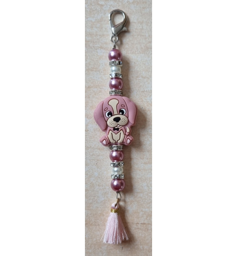 Schlüsselanhänger Hund rosa