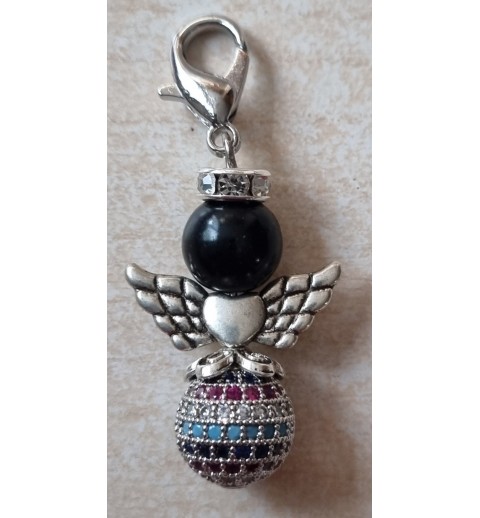 Strassperlen Engeli schwarz/silber/bunt