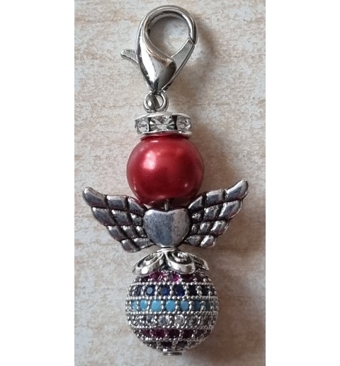 Strassperlen Engeli rot/silber/bunt