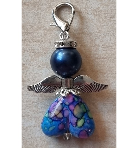 Herz Perlen Engel blau/bunt