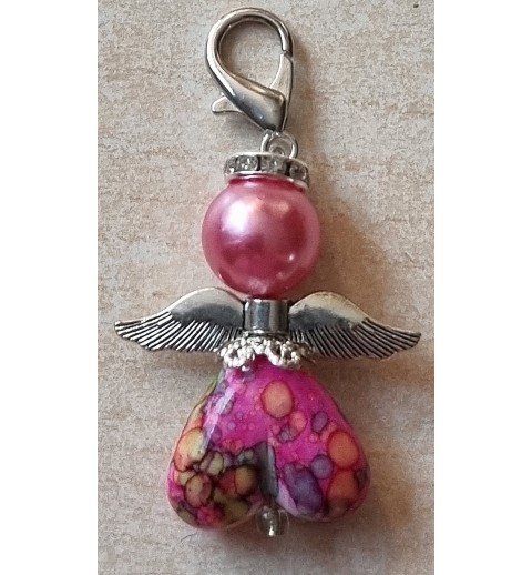 Herz Perlen Engel pink/bunt