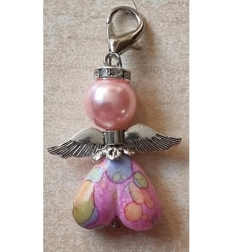Herz Perlen Engel rosa/bunt