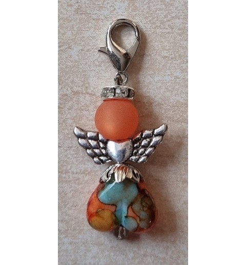 Herz Perlen Engel orange/bunt