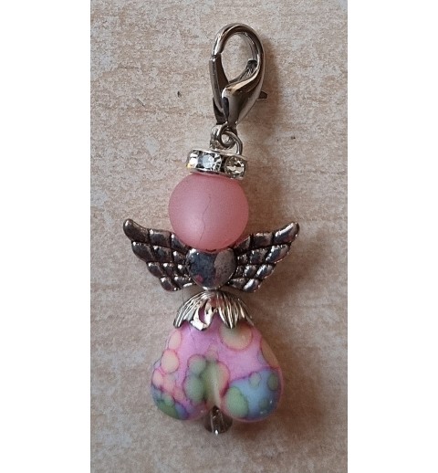 Herz Perlen Engel rosa/bunt