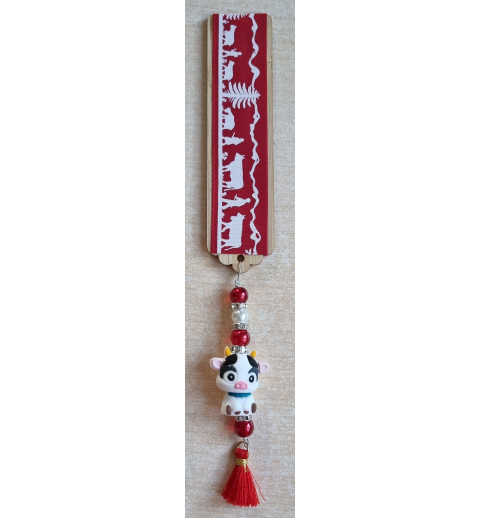 Lesezeichen Alpaufzug rot/weiss