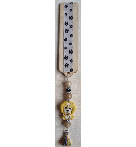 Lesezeichen Hundepfoten/Hund beige