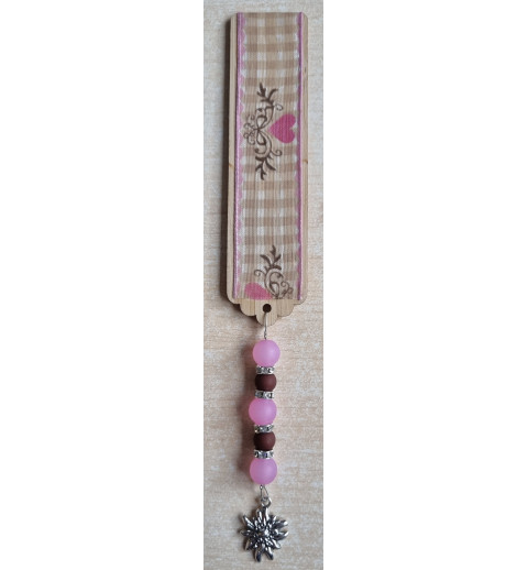 Lesezeichen Kariert/Edelweiss beige/rosa