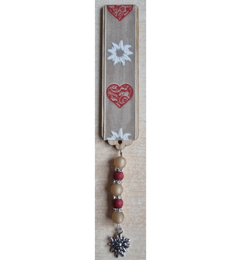 Lesezeichen Herz/Edelweiss beige