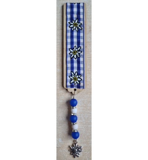 Lesezeichen Kariert/Edelweiss blau