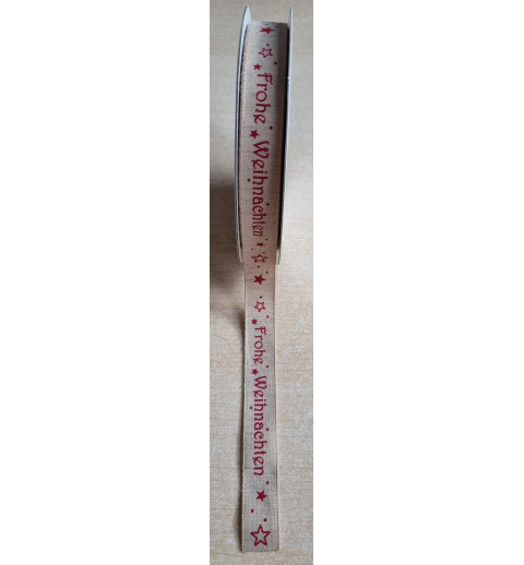 Dekoband Frohe Weihnachten beige/rot
