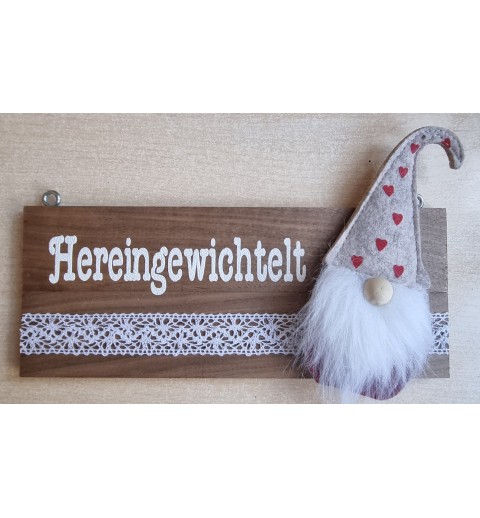 Kleines Schild " Heringewichtelt " Wichtel mit Herzen