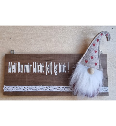 Kleines Schild " Weil Du mir Wicht(el)ig bist " Wichtel mit Herzen