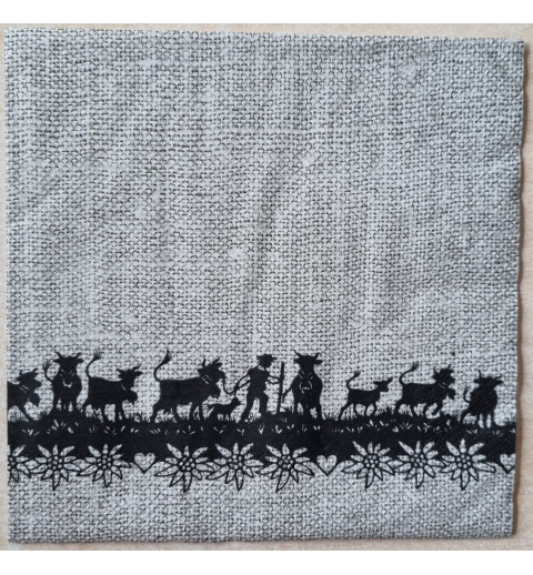 Serviette Alpaufzug grau/beige