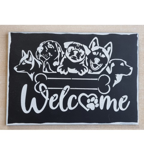 Schild " Welcome "  Hunde/schwarz