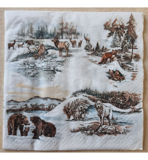 Serviette Tiere im Naturpark/Winter
