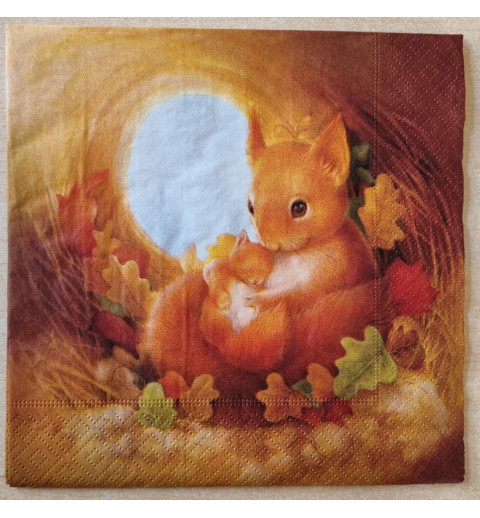 Serviette Eichhörnchen mit Jungem