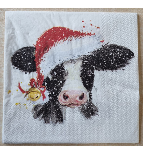 Serviette Kalb mit Weihnachtsmütze