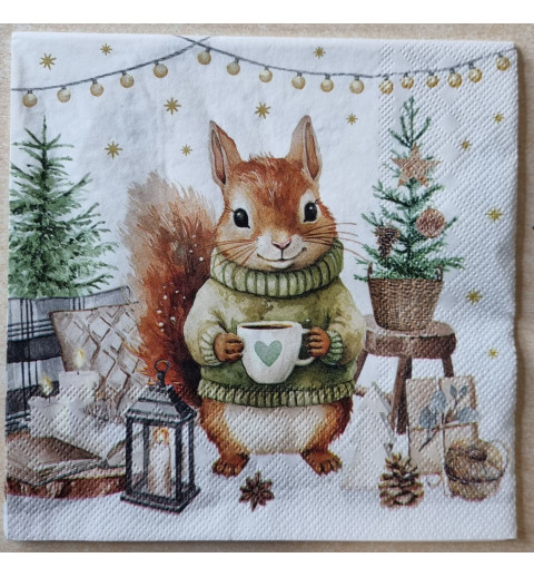 Serviette Eichhörnchen im Pullover