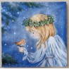 Serviette Engelmädchen mit Vogel