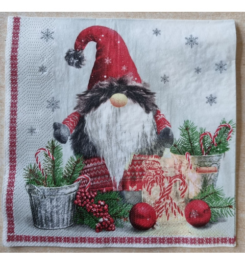 Serviette Wichtel/Tannenäste