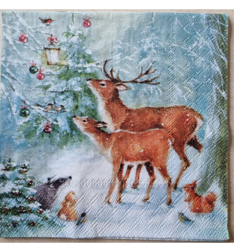 Serviette  Reh/Hirsch/Waldtiere