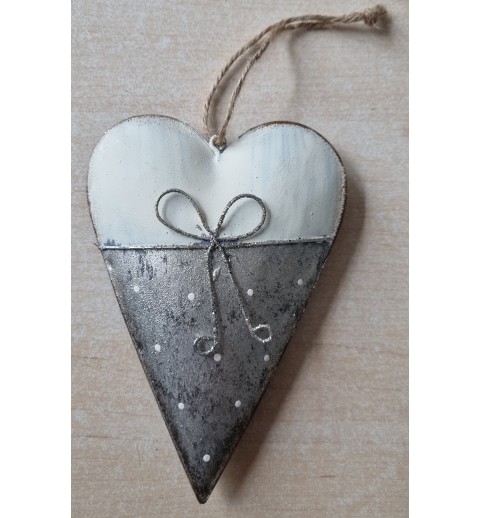Metall Herz creme/silber glitzer
