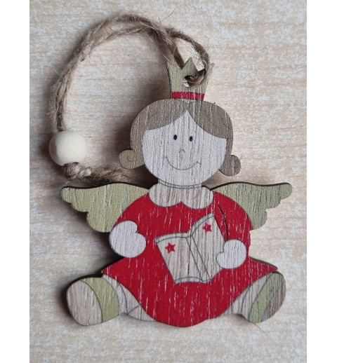 Holz Engel rot/olive