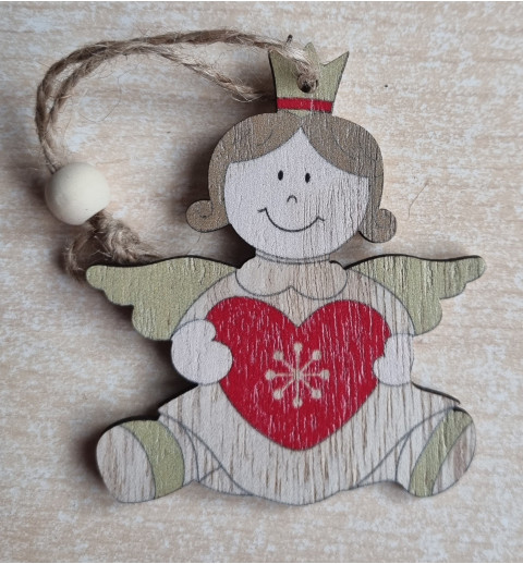 Holz Engel natur/olive