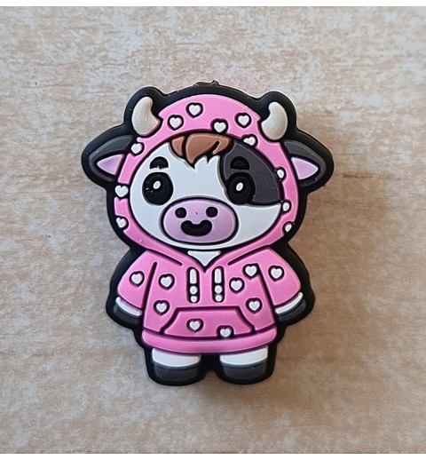 Silikon Kuh im Regenmantel Perle rosa