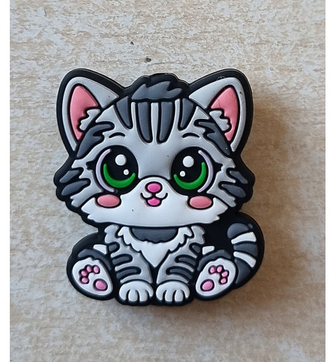Silikon Katze Perle anthrazit/hellgrau