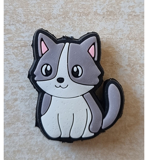 Silikon Katze Perle grau/weiss