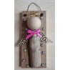 Schild Schwemmholz Engel Holz Flügel/Masche pink