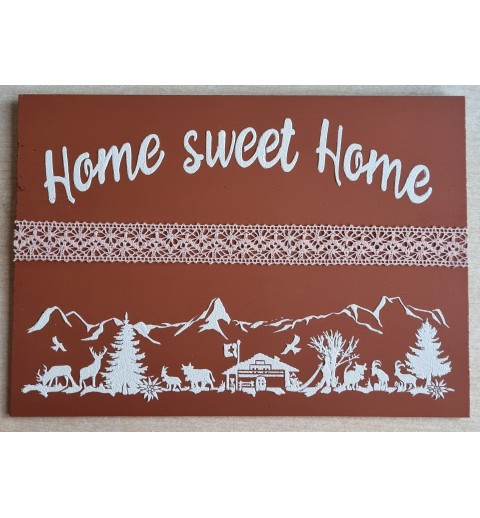 Schild terracotta/weiss/lachs " Home sweet Home/Alpenfeeling "
