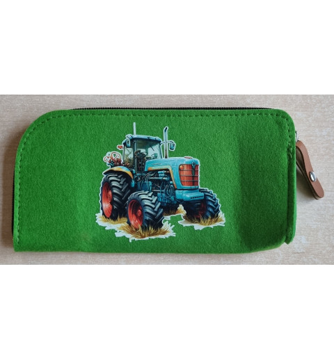 Filz Federmäppchen grün Traktor